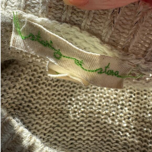 Staring at Stars Beige Tan Open Stitch Thin Round Neck Sweater Small - Picture 9 of 12